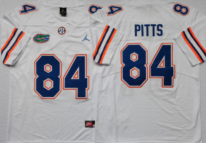 Men Florida Gators 84 Pitts White 2025 NCAA Jersey